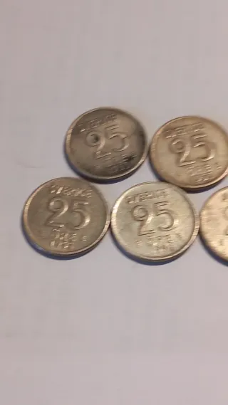 5 Monedas Suecas 25 Öre Plata Baja