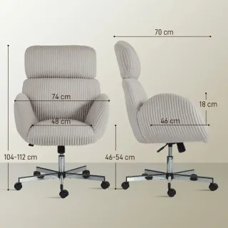 Silla de oficina beige con respaldo alto