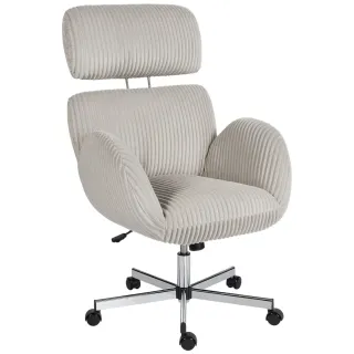 Silla de oficina beige con respaldo alto