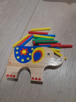 Juego de equilibrio de elefante de madera