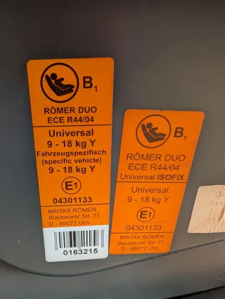Silla Coche Britax Romer Duo, precio simbólico.