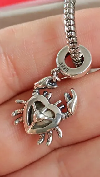 Charm Cangrejo Corazón Azul Plata