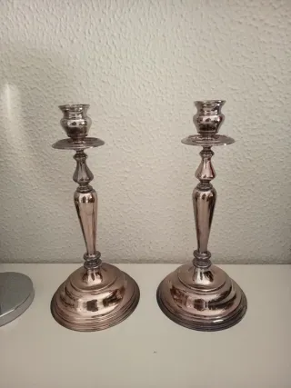 2 Candelabros Alpaca para 1 Vela