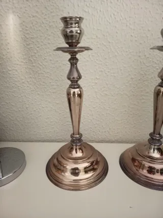 2 Candelabros Alpaca para 1 Vela