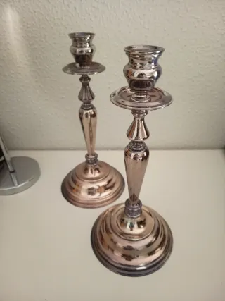 2 Candelabros Alpaca para 1 Vela