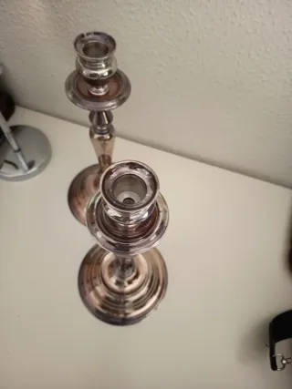 2 Candelabros Alpaca para 1 Vela