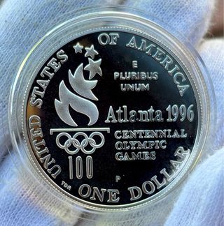 Moneda PLATA USA 1 Dolar 1996 Atlanta  . PROOF