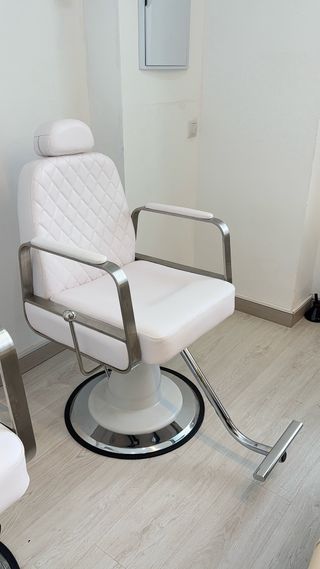 Silla Barbería Belleza Cuero Sintético y plata