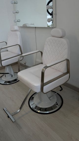 Silla Barbería Belleza Cuero Sintético y plata