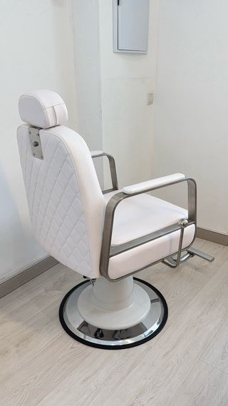 Silla Barbería Belleza Cuero Sintético y plata
