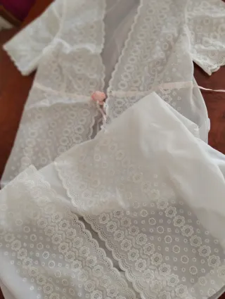 Conjunto Novia Camisón y Bata Encaje Blanco