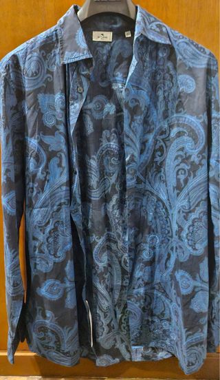 Camisa Etro Paisley Azul y Negra Talla M