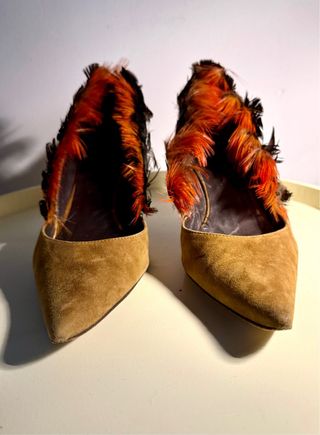 Zapatos vintage tacón plumas T.38