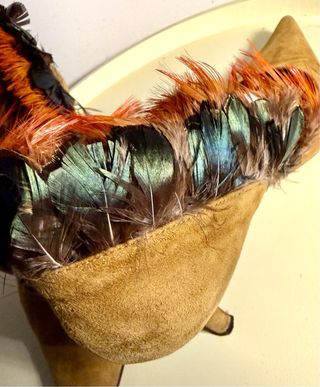 Zapatos vintage tacón plumas T.38