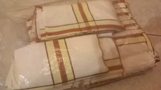 Tovaglia a quadri beige e bianca da 12