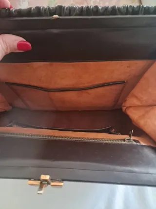 Bolso Piel Italiano Vintage Marrón. Clutch.