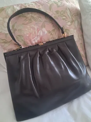 Bolso Piel Italiano Vintage Marrón. Clutch.