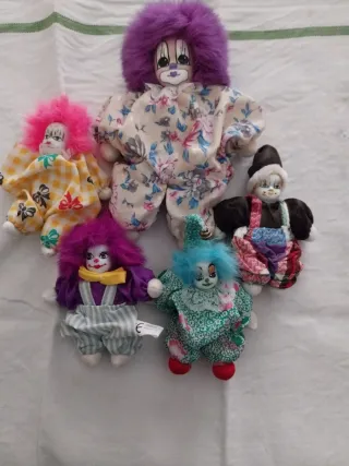 Bambole Clown Tessuto Vintage Anni 80