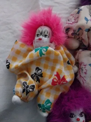 Bambole Clown Tessuto Vintage Anni 80