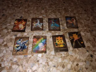 Cartas Pokémon Metalizadas Doradas y Plateadas