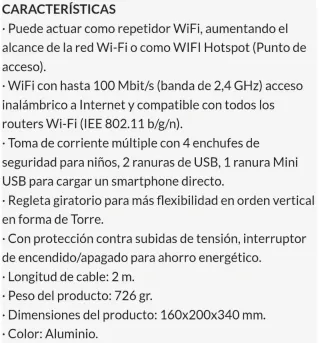 Regleta Wifi Vertical con USB