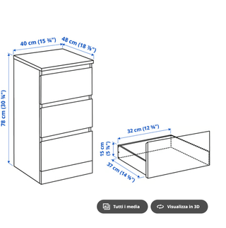 IKEA Cassettiera MALM 3 cassetti, bianco