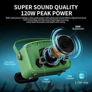 Karaoke Bluetooth 120 W verde NUEVO