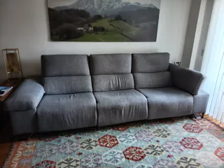 Sofá de tela gris de 5 plaza