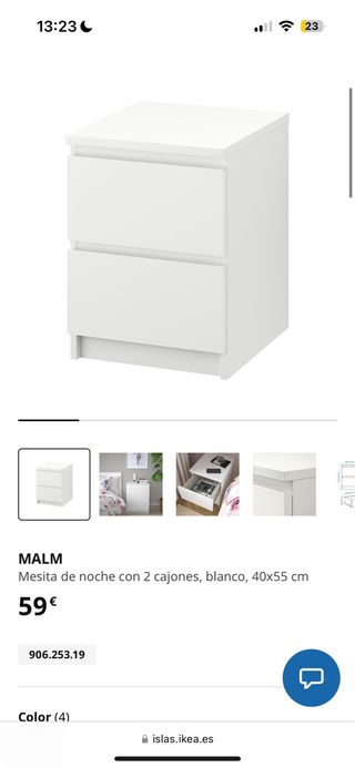 Cómoda Malm 2 cajones blanca montada