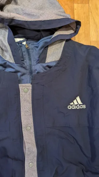 Chaqueta Adidas Azul y Gris con Capucha