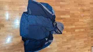 Chaqueta Adidas Azul y Gris con Capucha