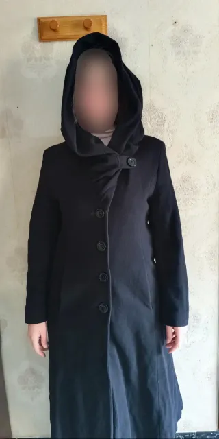 Abrigo lana y cashmere negro