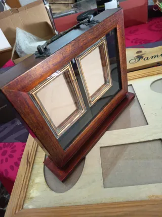 Portafotos doble vintage madera