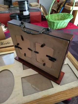 Portafotos doble vintage madera