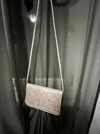 Borsa pitonata beige/marrone 16x22x4