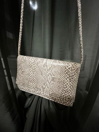 Borsa pitonata beige/marrone 16x22x4