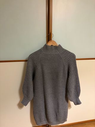 Maglione abito grigio con fili argento