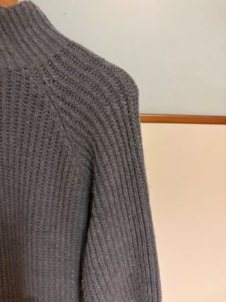 Maglione abito grigio con fili argento