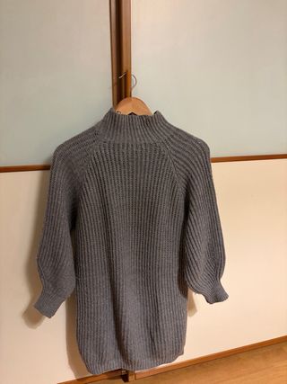 Maglione abito grigio con fili argento