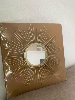 Espejo Sol Decorativo Pared Dorado