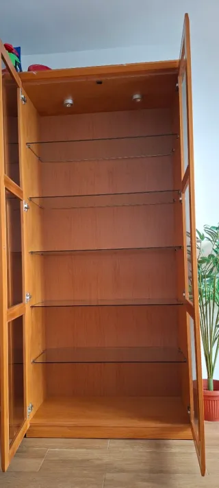 Armario de salón madera y cristal