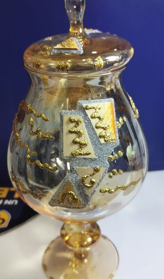 Calice Vetro Decorato Oro/Argento cm 24