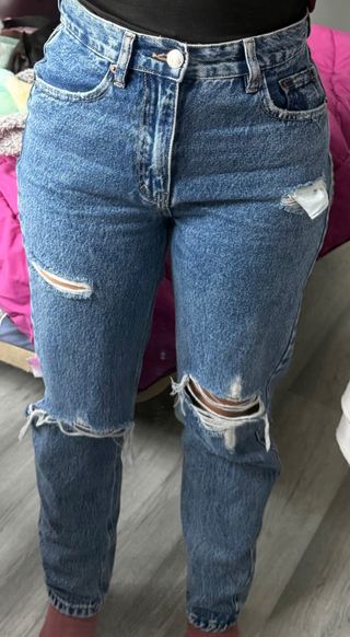 Tejanos rotos azules