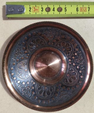 Caffettiera turca vintage in rame con piattino