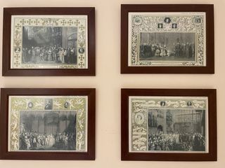 4 láminas enmarcadas de Grabados antiguos Ingleses