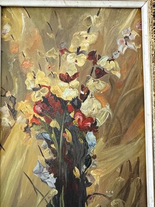 Cuadro floral pintado al óleo