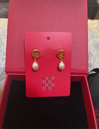 Pendientes Carolina Herrera Perla Blanca Dorados