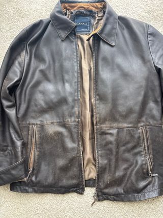 Chaqueta de piel Canali hombre marrón