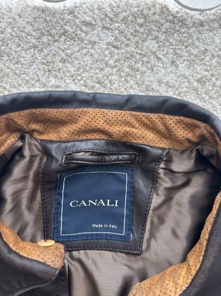 Chaqueta de piel Canali hombre marrón