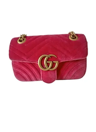 Borsa a tracolla Gucci Marmont Rosa in velluto